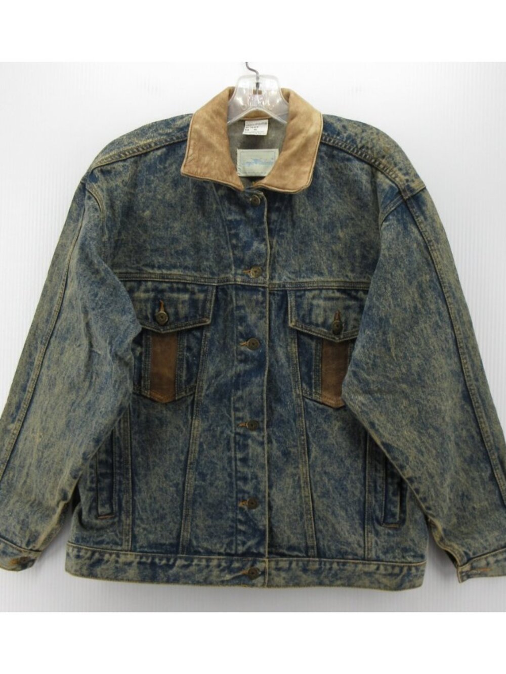 VINTAGE Sergio Valente Jacket Medium Trucker Acid Wash Moto Leather Collar